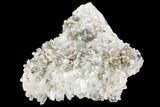 Gleaming Cubic Pyrite Cluster with Quartz - Peru #71373-2